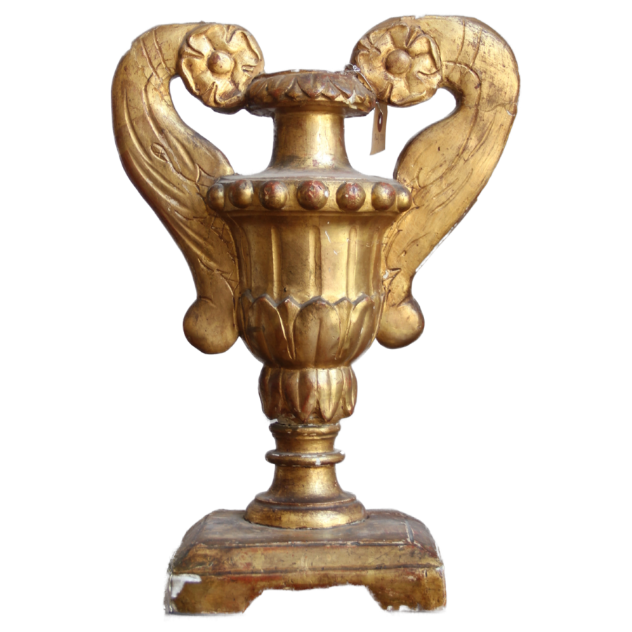 Antiquariato Coppia basi dorate con prese laterali in oro zecchino