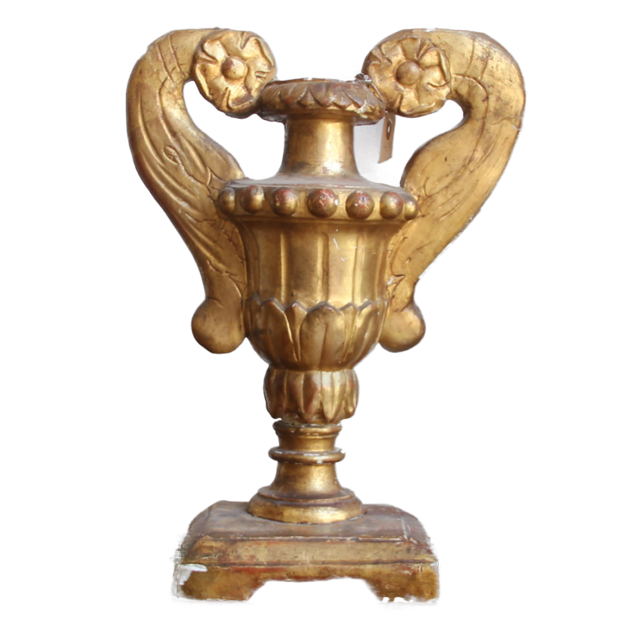 Antiquariato Coppia basi dorate con prese laterali in oro zecchino